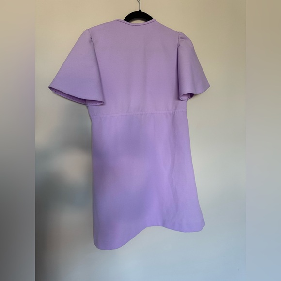 Vintage 70’s Handmade Lilac Purple ILGWU Union Made Flutter Sleeve Mini Dress - Picture 2 of 5